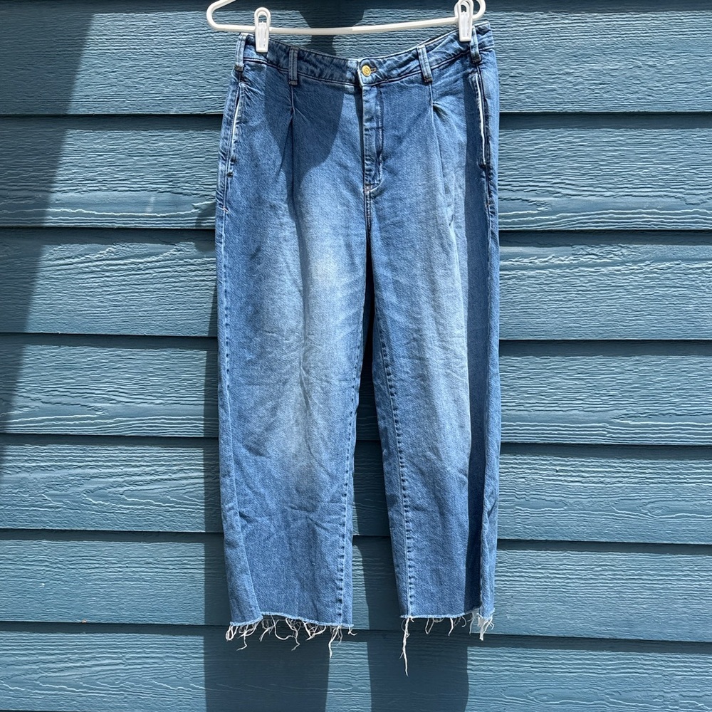 Pilcro Light Blue Cropped Wide-Leg Jeans